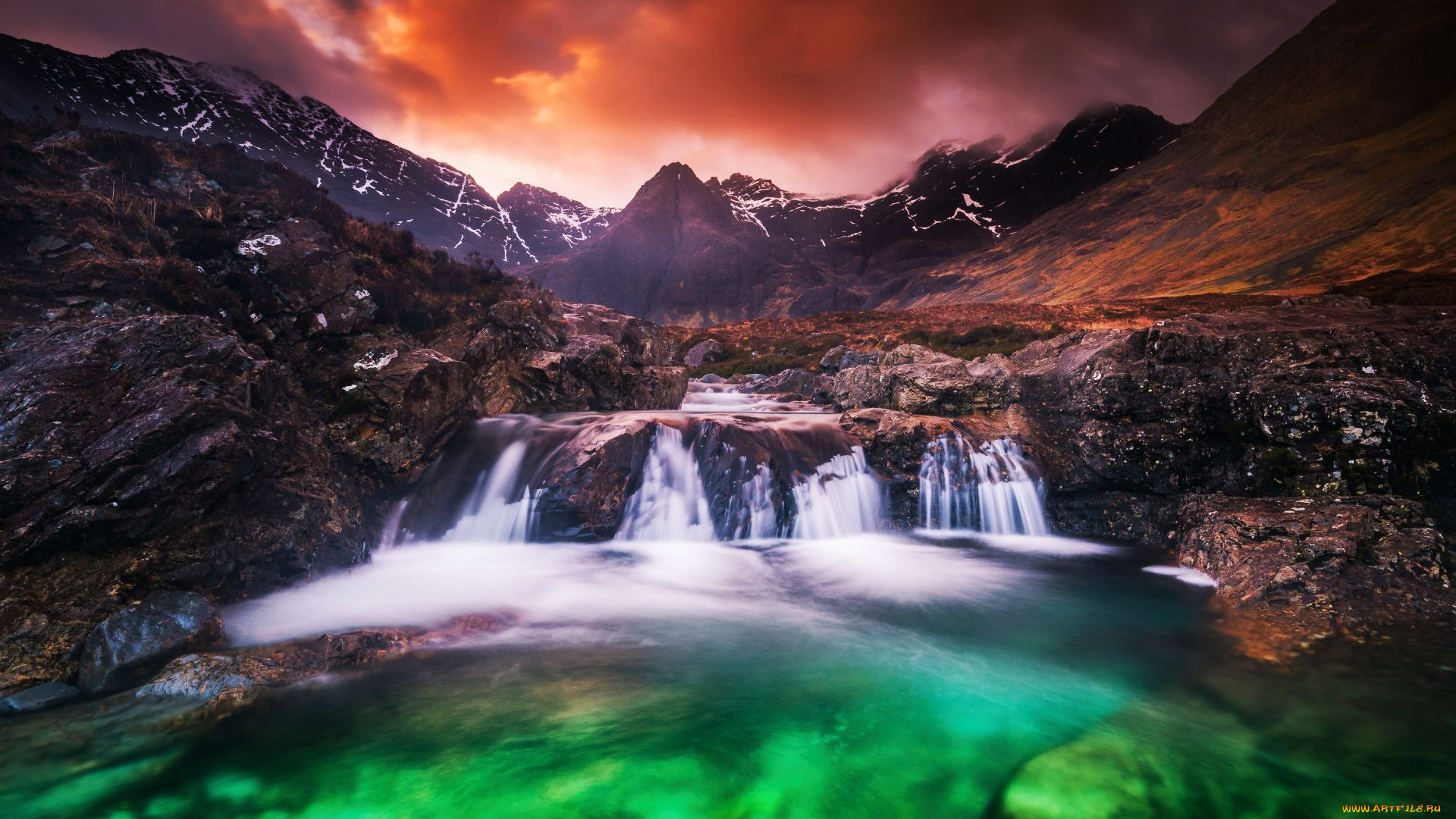 fairy pools waterfall, isle of skye, scotland, , , fairy, pools, waterfall, isle, of, skye